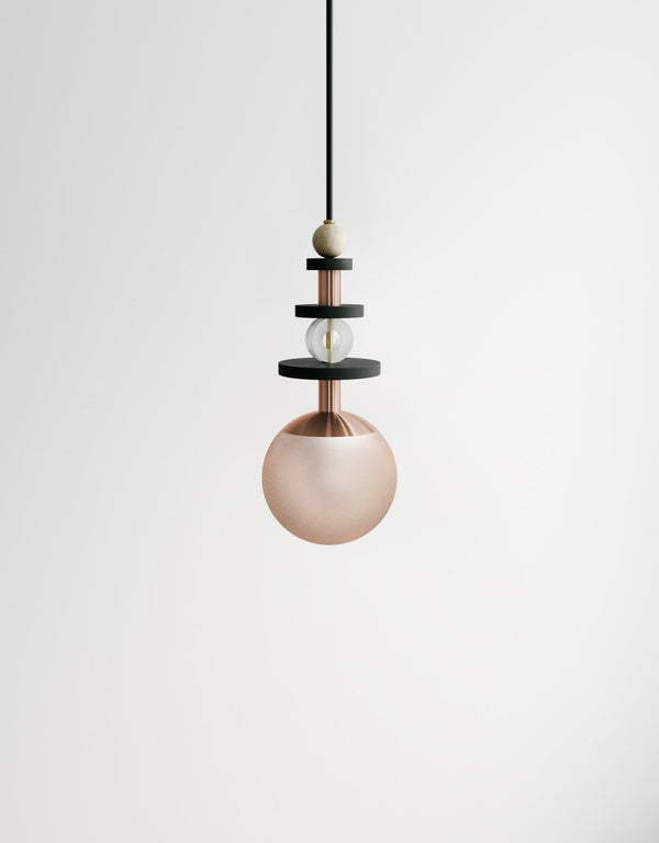 Maru Tall Stack - Ladies & Gentlemen Lighting - 6” Globe - Brushed Brass - Matte White (opaque) - HORNE