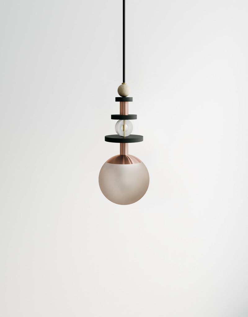 Maru Tall Stack - Ladies & Gentlemen Lighting - 6” Globe - Brushed Brass - Matte White (opaque) - HORNE
