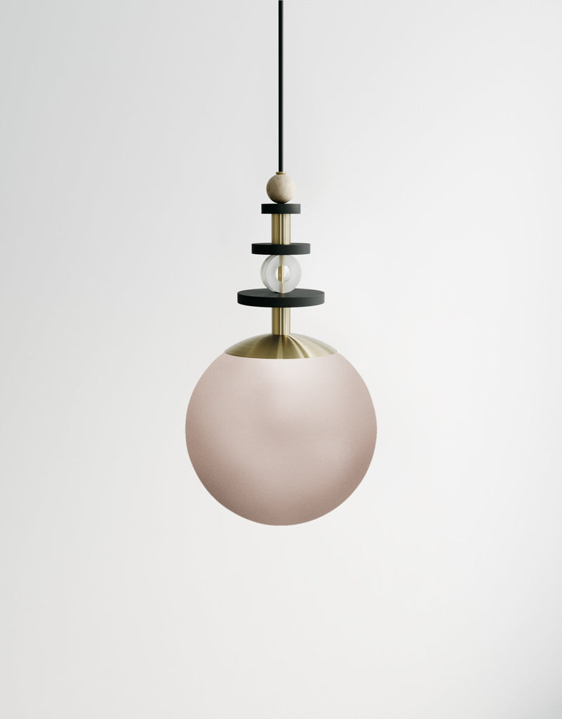 Maru Tall Stack - Ladies & Gentlemen Lighting - 6” Globe - Brushed Brass - Matte White (opaque) - HORNE