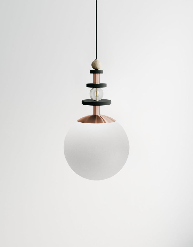 Maru Tall Stack - Ladies & Gentlemen Lighting - 6” Globe - Brushed Brass - Matte White (opaque) - HORNE