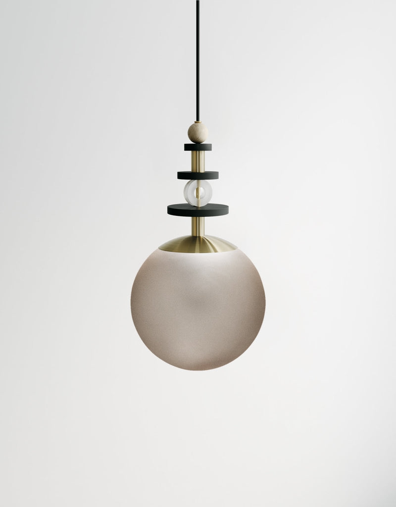 Maru Tall Stack - Ladies & Gentlemen Lighting - 6” Globe - Brushed Brass - Matte White (opaque) - HORNE