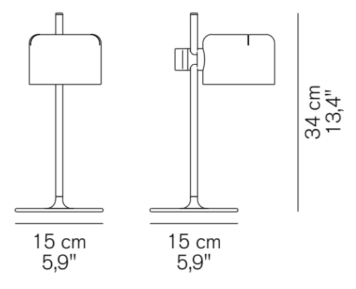 Mini Coupé Table Lamp - Oluce - Table + Task - Anodic Bronze - HORNE