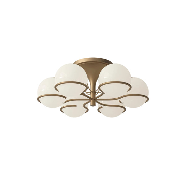 Model 2042 - 6 Opaline Spheres - Astep Ceiling Lights - Champagne Mount - HORNE