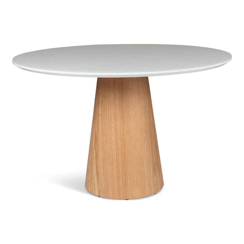 Mona Lacquered Glass Round Dining Table - Urbia Tables - Branco Damasco - HORNE