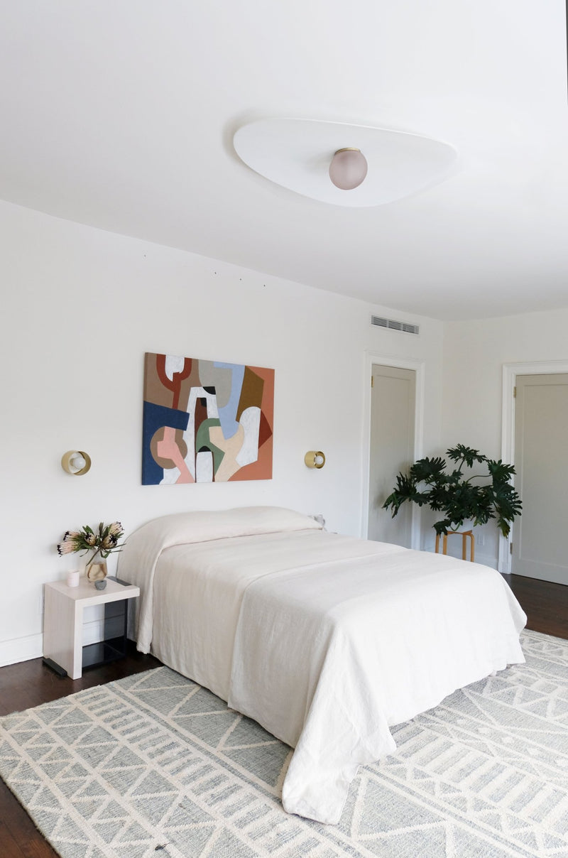 Myrna Surface / Flush Mount - Ladies & Gentlemen Lighting - Blackened Brass - White (opaque) - Perforated Smoke - HORNE