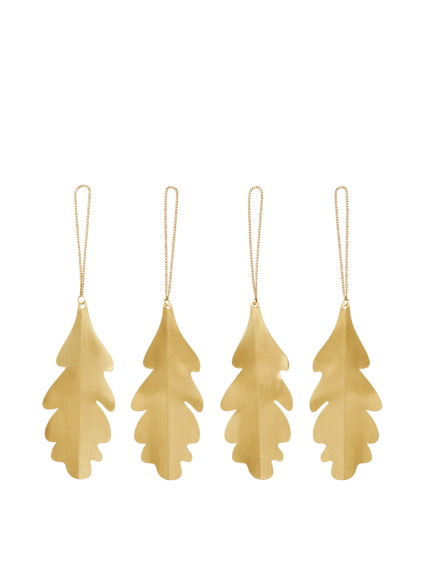 Oak Leaf Brass Ornaments - Set of 4 - Ferm Living Decor - HORNE