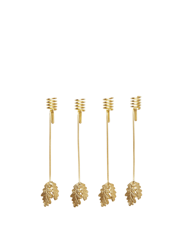 Oak Leaf Christmas Tree Candle Holders - Brass - Set of 4 - Ferm Living Candle Holders - HORNE