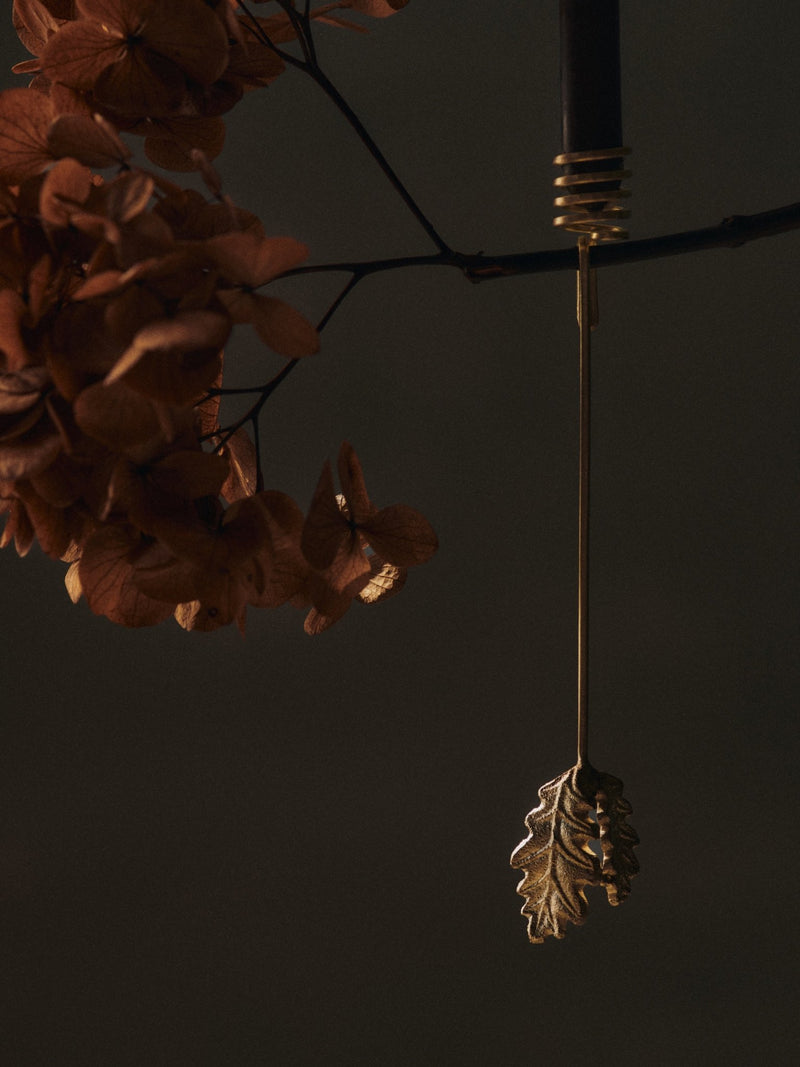 Oak Leaf Christmas Tree Candle Holders - Brass - Set of 4 - Ferm Living Candle Holders - HORNE