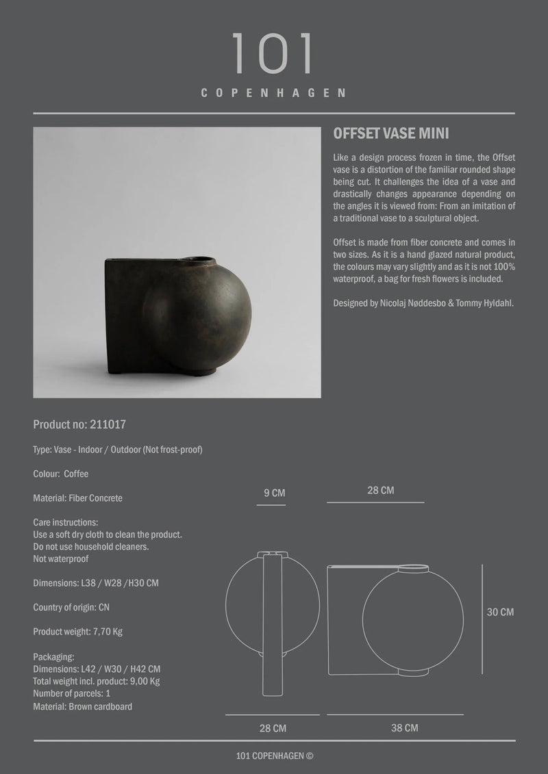 Offset Vase - 101 Copenhagen Vases - Mini - Dark Grey - HORNE