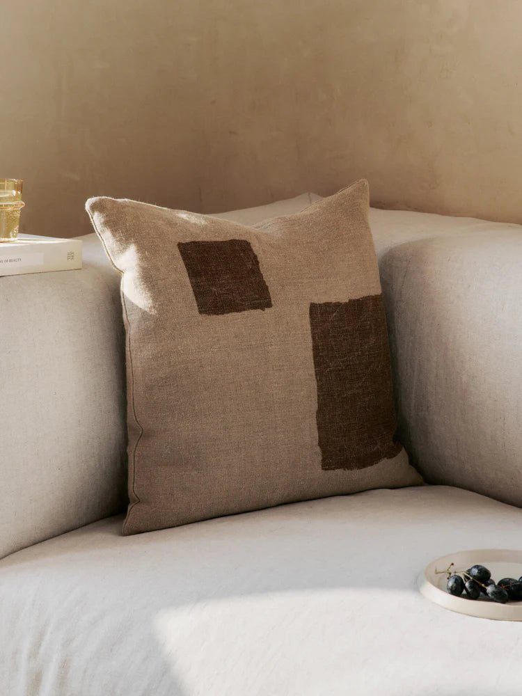 Oleo Cushion - Ferm Living Bedding + Pillows - Natural/Black - HORNE