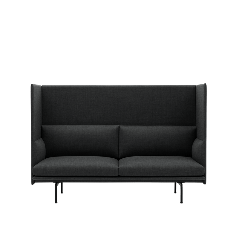 Outline Highback Sofa 100 - 2 - Seater - Muuto Sofas - Black - Remix 163 - HORNE