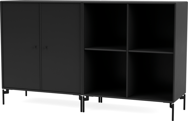 Pair Classic Sideboard - With Legs - Montana - Shelving - Anthracite - Matte Chrome - HORNE