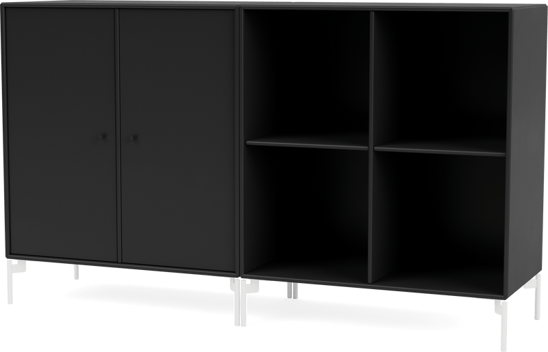 Pair Classic Sideboard - With Legs - Montana - Shelving - Anthracite - Matte Chrome - HORNE