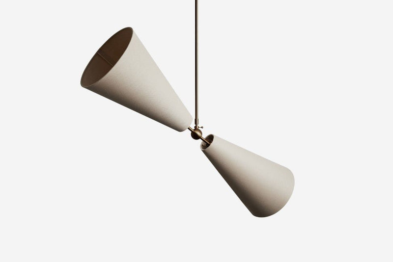 Pendolo Pendant II - Workstead Pendants - Small - Natural Linen - Hewn Brass - HORNE