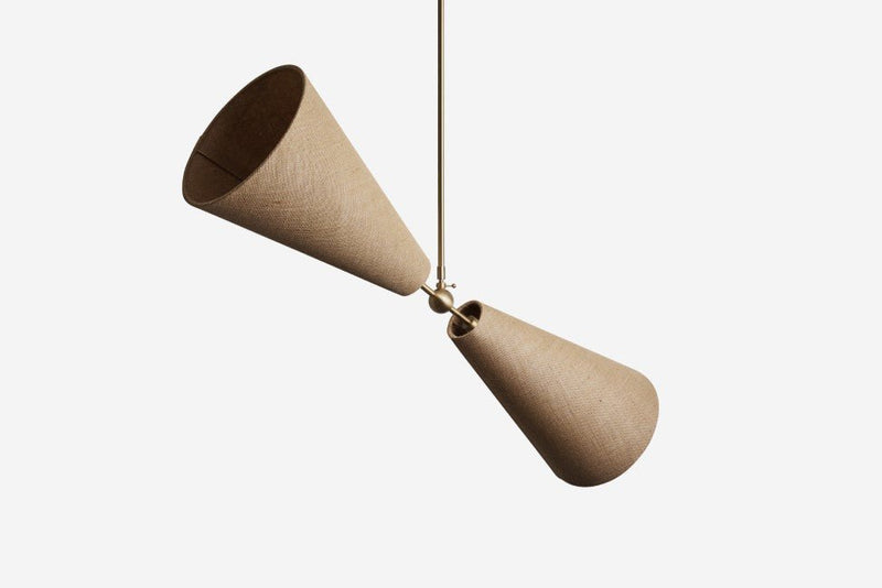 Pendolo Pendant II - Workstead Pendants - Small - Natural Linen - Hewn Brass - HORNE