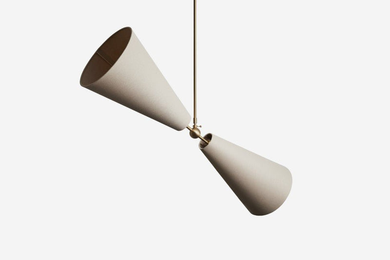 Pendolo Pendant II - Workstead Pendants - Small - Natural Linen - Hewn Brass - HORNE