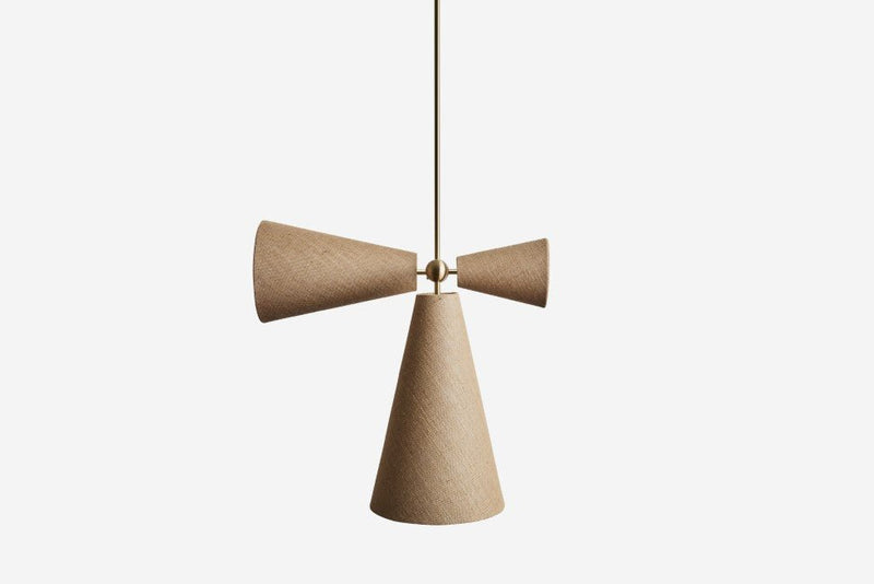 Pendolo Pendant III - Workstead Pendants - Natural Linen - Hewn Brass - HORNE