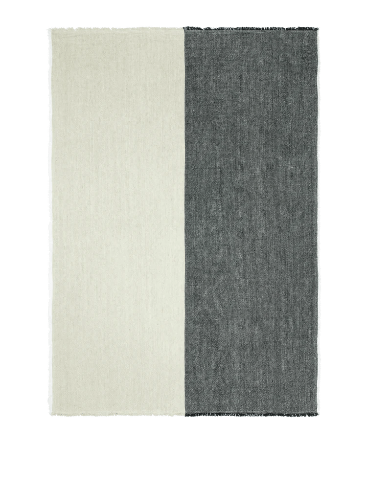 Pila Linen Throw - Ferm Living Blankets + Throws + Pillows - Black/Elm Green - HORNE