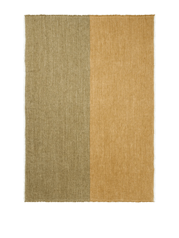 Pila Linen Throw - Ferm Living Blankets + Throws + Pillows - Black/Elm Green - HORNE