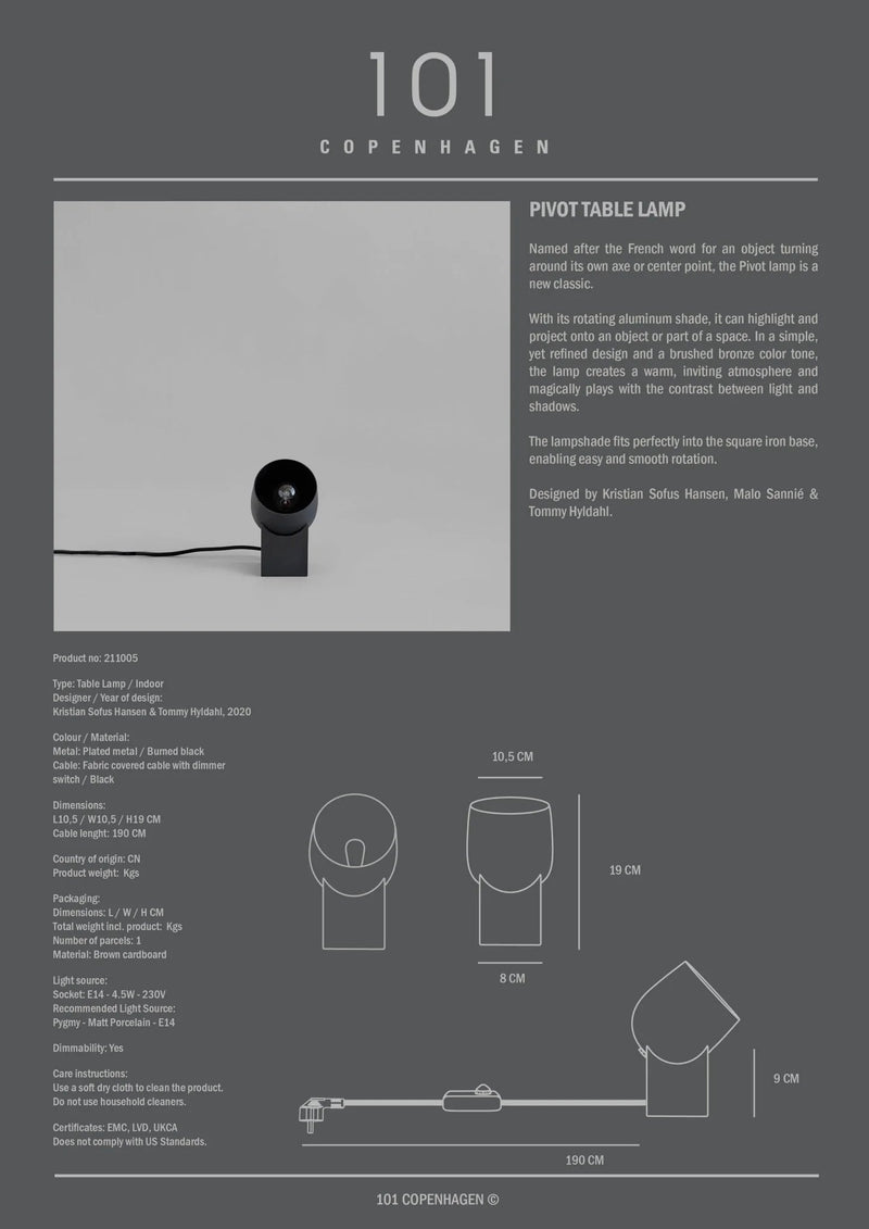Pivot Table Lamp - 101 Copenhagen Table + Task - HORNE