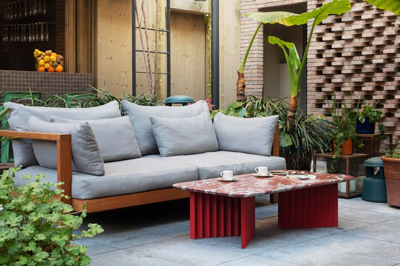 RS Barcelona Plec Rectangular Marble and Steel Top Coffee Table - white