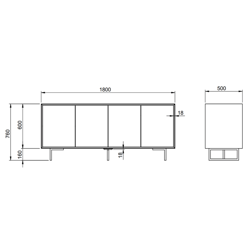 Quadrum Wooden Buffet - Urbia Dressers - Damasco - HORNE