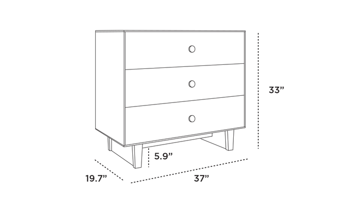 Rhea 3 - Drawer Dresser - Oeuf Kids + Baby - White - HORNE