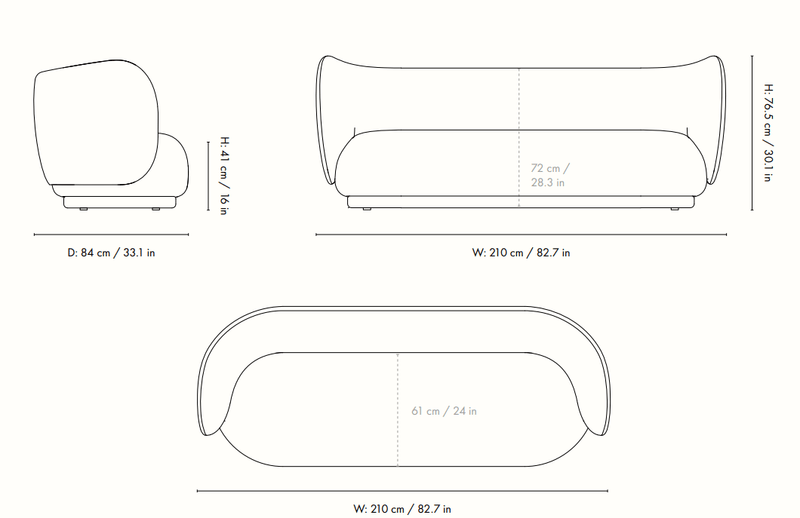 Rico 3 Seater Sofa - Louisiana - Ferm Living Sofas - Sand/Black - HORNE