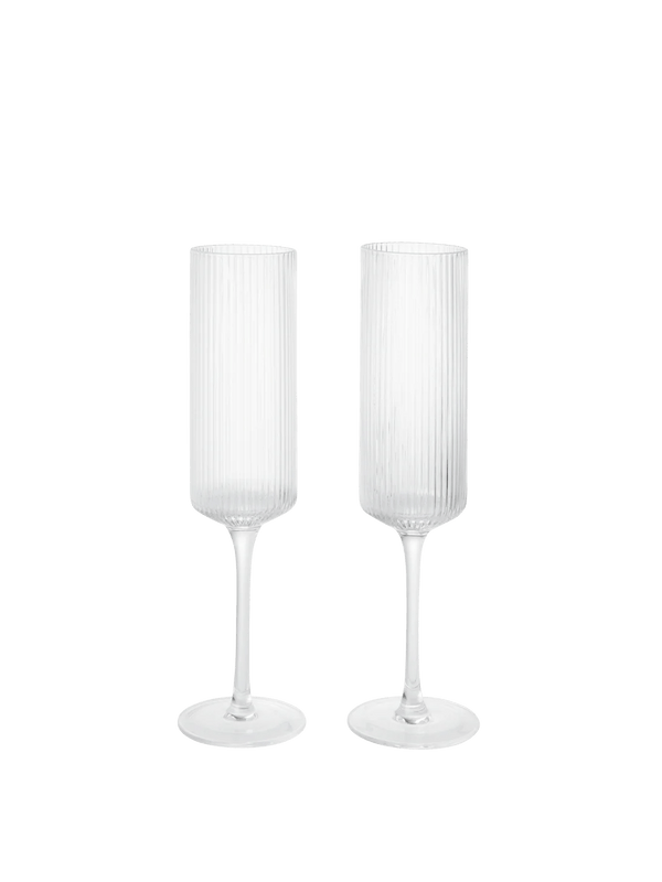 Ripple Champagne Flutes - Set of 2 - Ferm Living Drinkware - HORNE