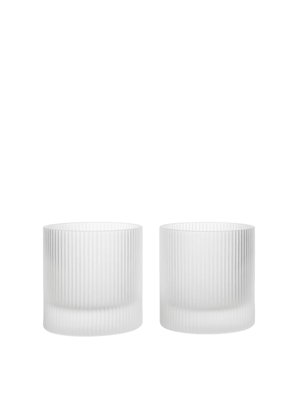 Ripple Tumbler Glasses - Set of 2 - Ferm Living Glassware - Frosted - HORNE