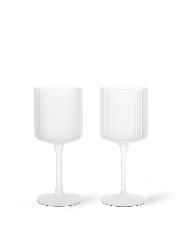 Ripple White Wine Glasses - Set of 2 - Ferm Living - Glassware - Frosted - HORNE