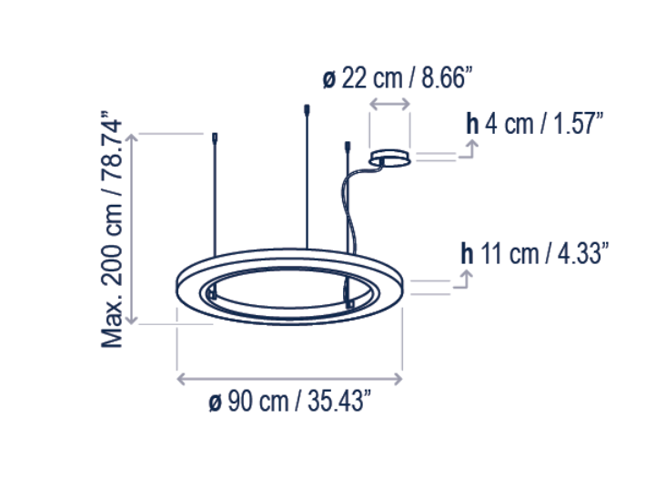 Roda S/90 LED Dimmable Pendant - Bover - Ceiling Lights - Cream - 0 - 10V Dimmable - Surface Canopy - HORNE