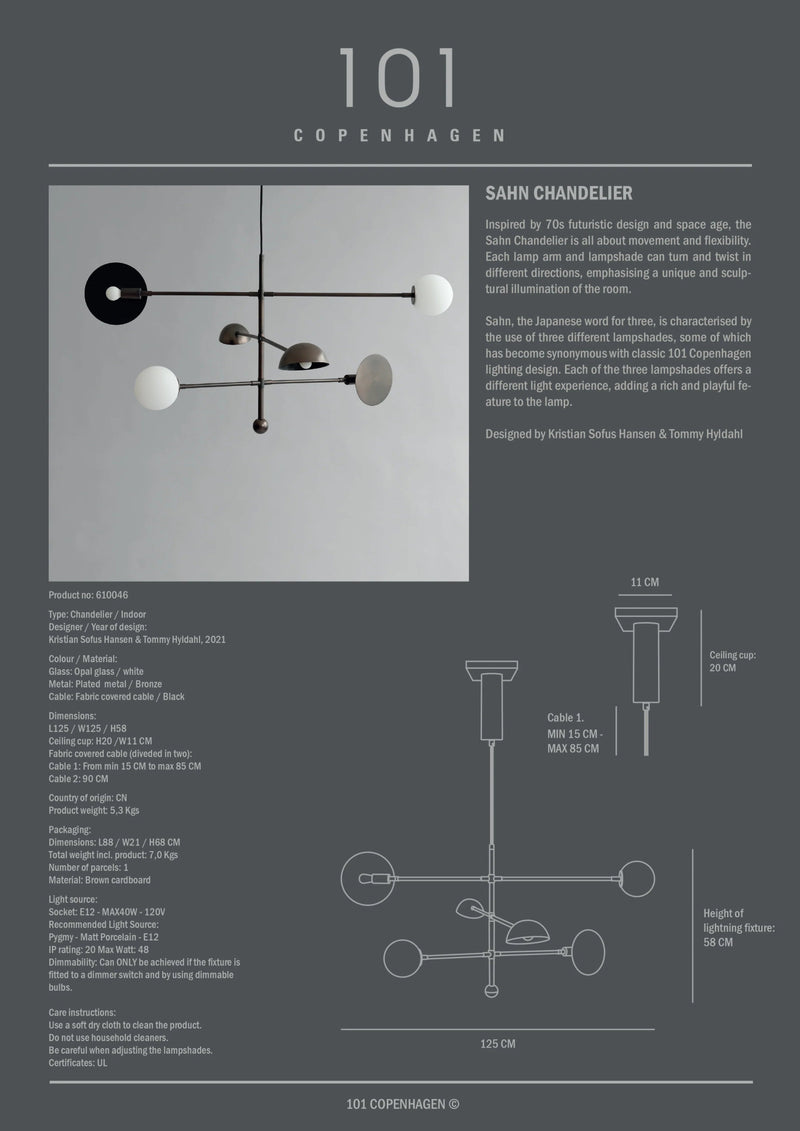 Sahn Chandelier - 101 Copenhagen Lighting - Chrome - HORNE