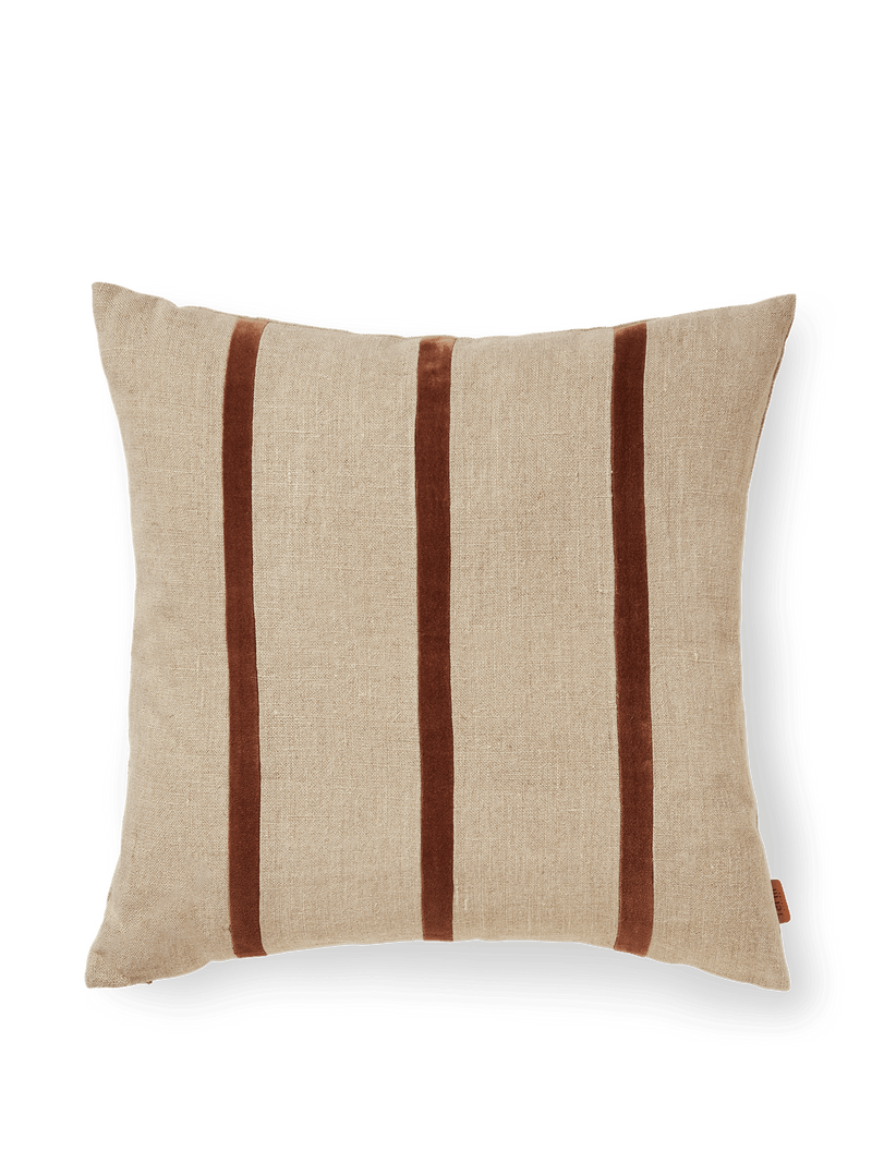 Senti Stripe Cushion - Ferm Living - Bedding + Pillows - Dark Sand/ Linen - HORNE