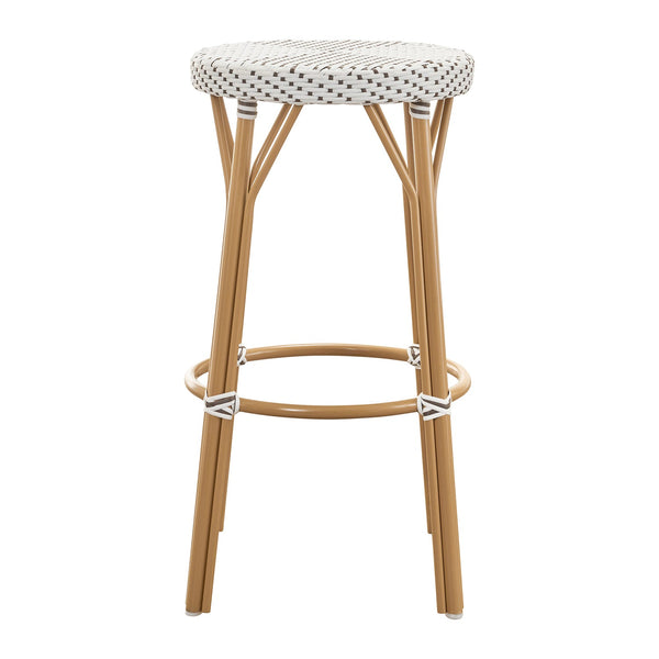 Simone Rattan Outdoor Bar Stool - Sika Design - Stools + Benches + Ottomans - White / Cappuccino Dots - HORNE