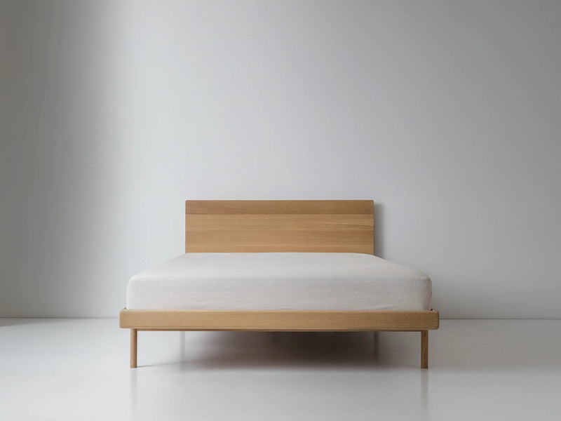 Simple Bed - White Oak - Kalon Studios Beds - Twin - Without Headboard - Brass - HORNE