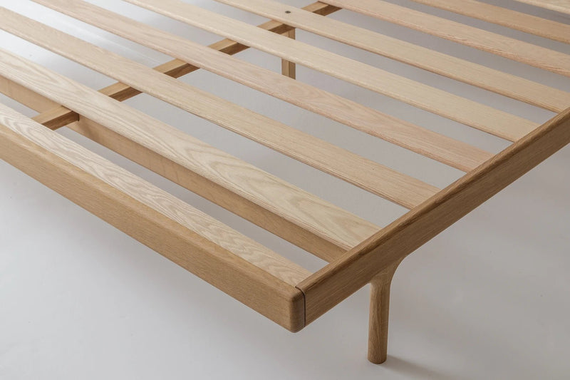 Simple Bed - White Oak - Kalon Studios Beds - Twin - Without Headboard - Brass - HORNE