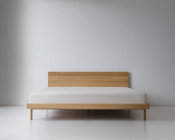 Simple Bed - White Oak - Kalon Studios Beds - Twin - Without Headboard - Brass - HORNE