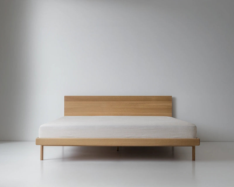 Simple Bed - White Oak - Kalon Studios Beds - Twin - Without Headboard - Brass - HORNE