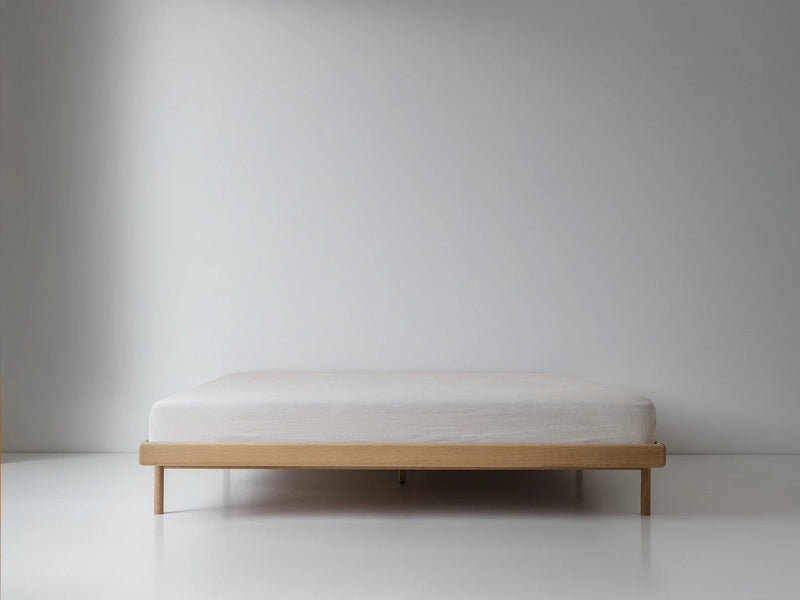 Simple Bed - White Oak - Kalon Studios Beds - Twin - Without Headboard - Brass - HORNE