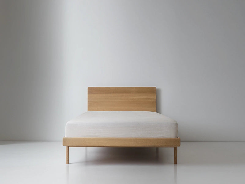 Simple Bed - White Oak - Kalon Studios Beds - Twin - Without Headboard - Brass - HORNE