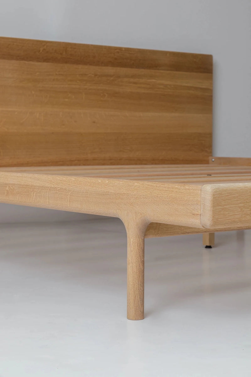 Simple Bed - White Oak - Kalon Studios Beds - Twin - Without Headboard - Brass - HORNE