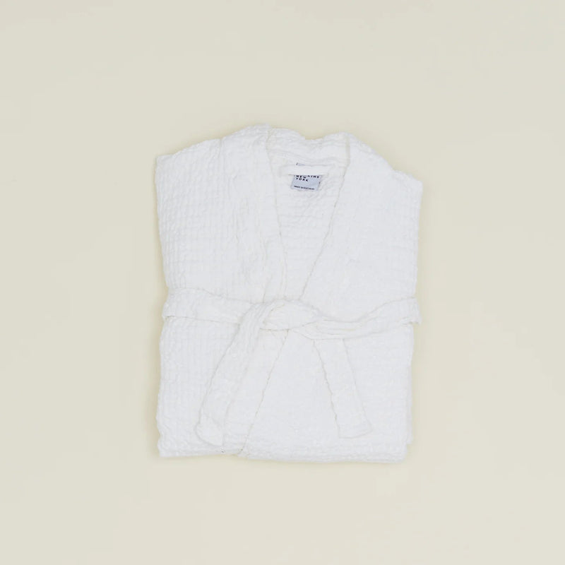 Simple Waffle Bathrobe - Hawkins New York Bath - White - Small - HORNE