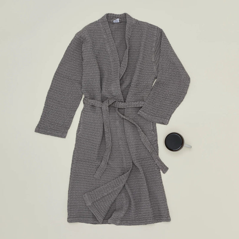Simple Waffle Bathrobe - Hawkins New York Bath - White - Small - HORNE