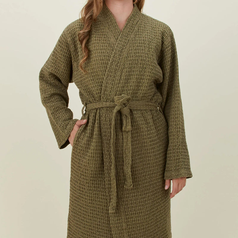 Simple Waffle Bathrobe - Hawkins New York Bath - White - Small - HORNE