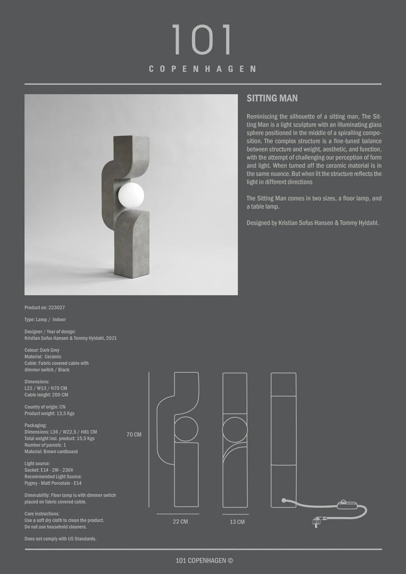 Sitting Man lamp - 101 Copenhagen Table + Task - Dark Grey - Big - HORNE