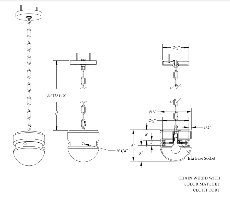 Slab Hemisphere Pendant Small - Workstead - Ceiling Lights - Matte Black Enamel - 24