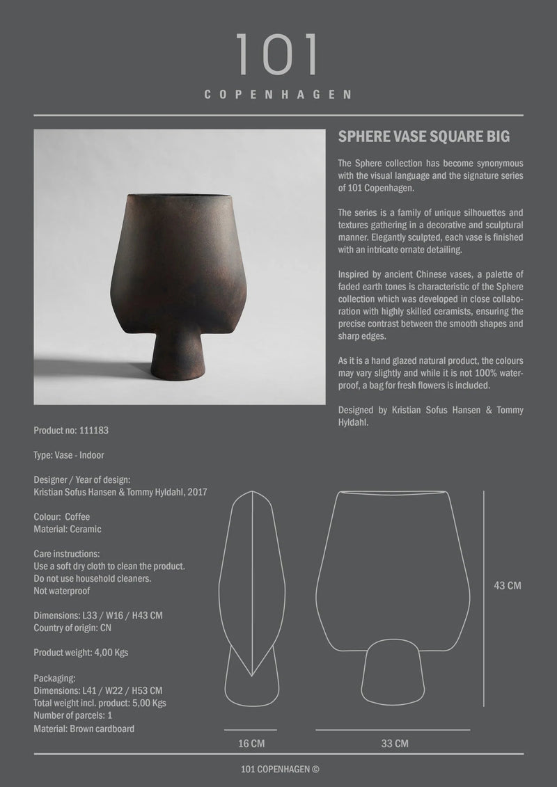 Sphere Vase Square - 101 Copenhagen Vases - Big - Dark Grey - HORNE