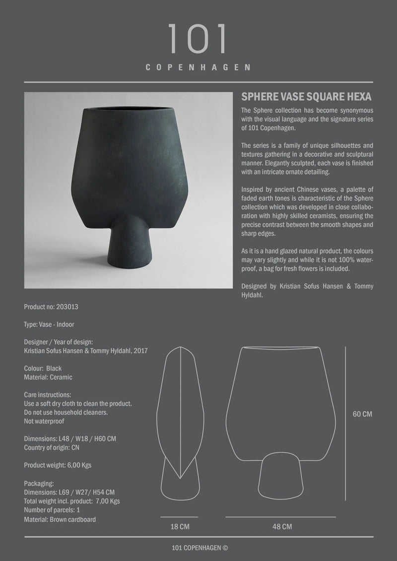 Sphere Vase Square - 101 Copenhagen Vases - Big - Dark Grey - HORNE
