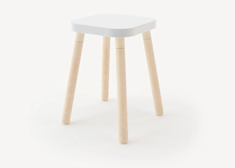 Square Stool - Oeuf Kids + Baby - White/Birch - HORNE
